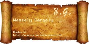 Weszely Gergely névjegykártya